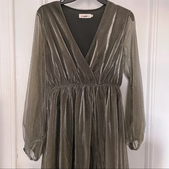 Long Sleeve Green Mesh Maxi Dress - Picture 4 of 7